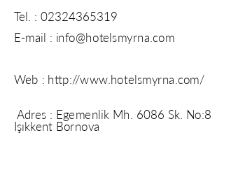 Hotel Sarpay Smyrna iletiim bilgileri